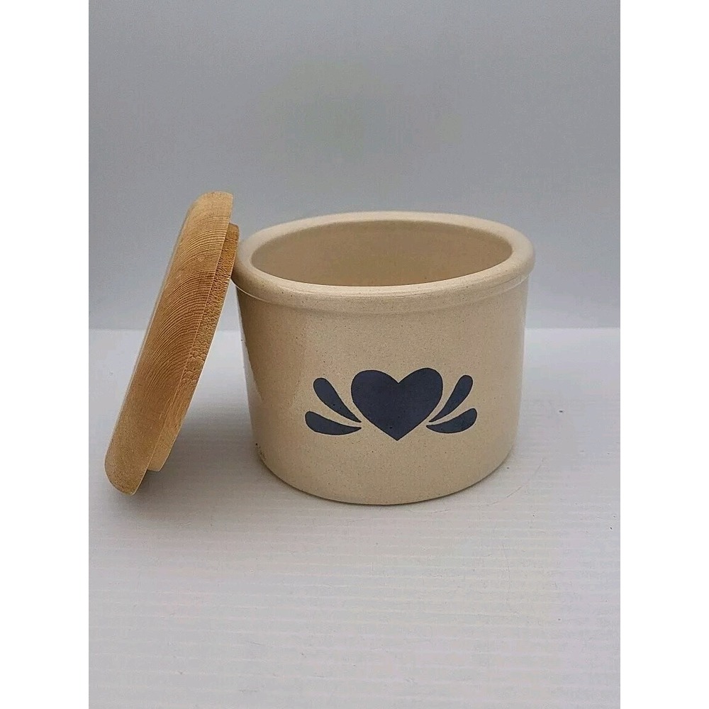 VINTAGE Brothers Pottery Norwich‎ Ontario Hand Painted Jar Spongeware 4.5" HEART
